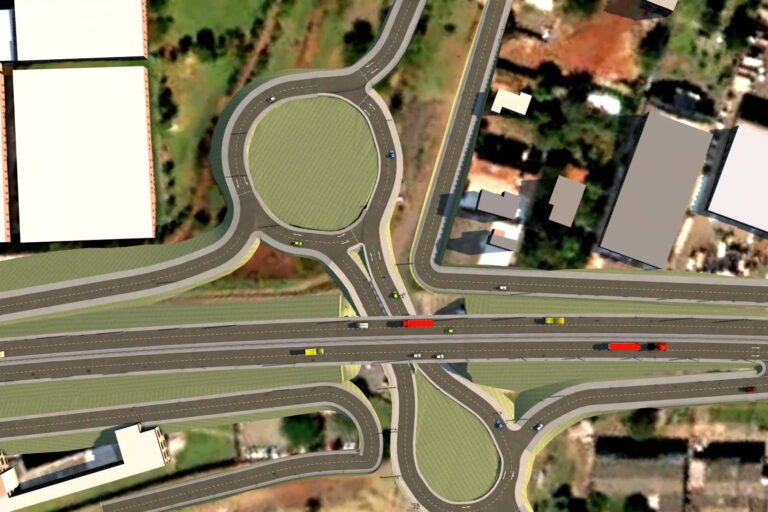 Desenho mostra como será Viaduto da PUC, em Londrina. O DER cobrou explicações da empresa que venceu a concorrência para construir o Viaduto da PUC.