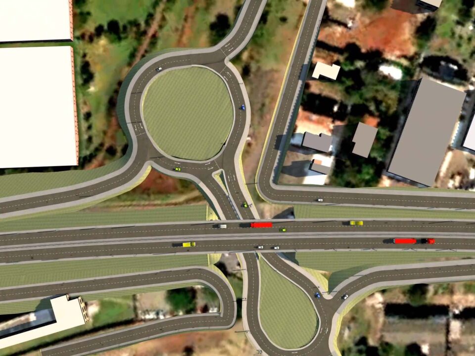 Desenho mostra como será Viaduto da PUC, em Londrina. O DER cobrou explicações da empresa que venceu a concorrência para construir o Viaduto da PUC.